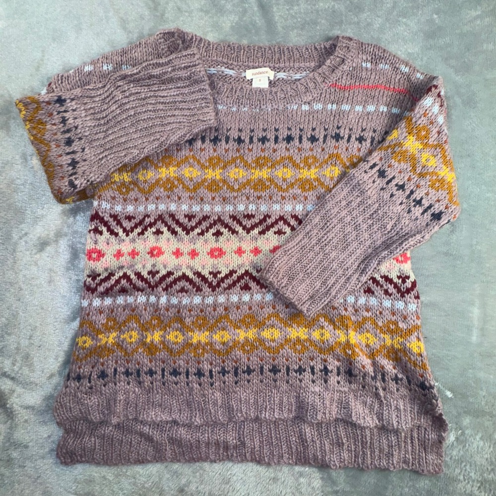 Sundance Women's Small‎ Fair Isle Sweater Open Knit Pullover Winter Warm Cozy - Picture 9 of 10